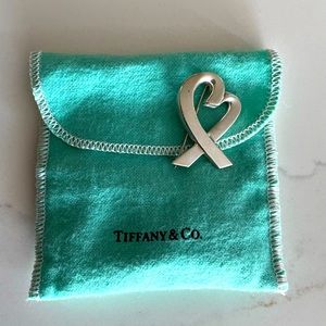 Tiffany & Co. Palama Picasso Loving Heart Brooch , Silver , in original cover.